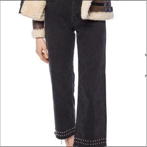 Size 26 All Saints Stud Wide Leg Black Jeans